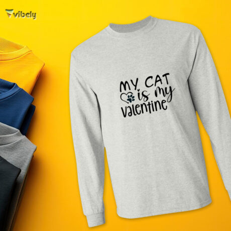 My Cat Is My Valentine Men’s Long Sleeve