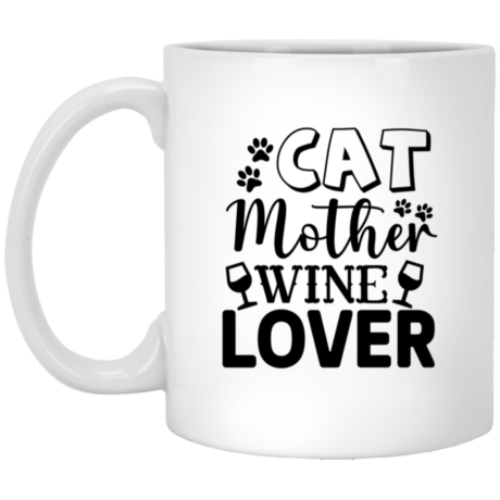 Cat Mother Wine Lover 11oz White Mug
