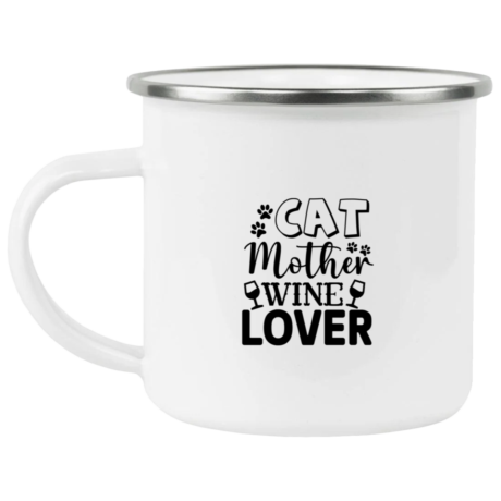 Cat Mother Wine Lover Enamel Mug