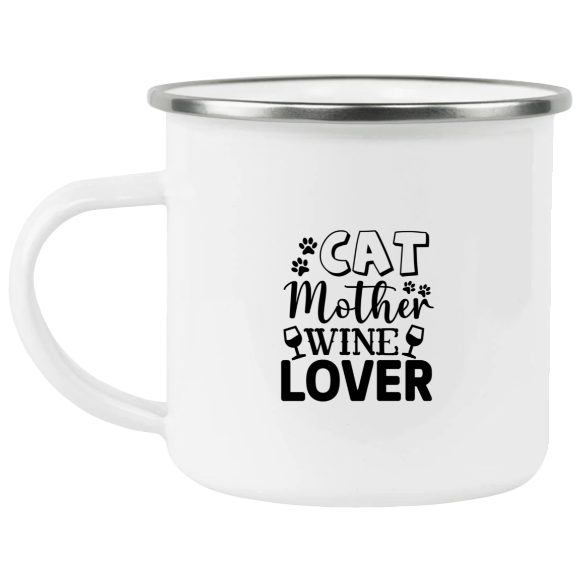 1458-15130-106031833 Cat Mother Wine Lover Enamel Mug