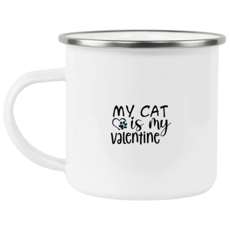 My Cat Is My Valentine Enamel Mug